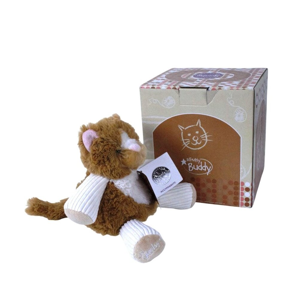 Scentsy Buddy Scratch Plush Cat Brown and White No Scentsy Pak